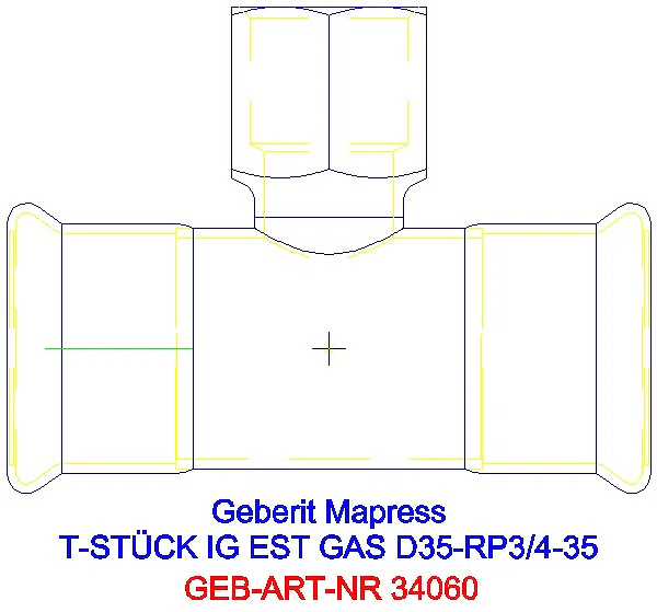 GE Mapress Edelstahl T-Stück mit IG (Gas) d35-Rp3/4-35_34060_A