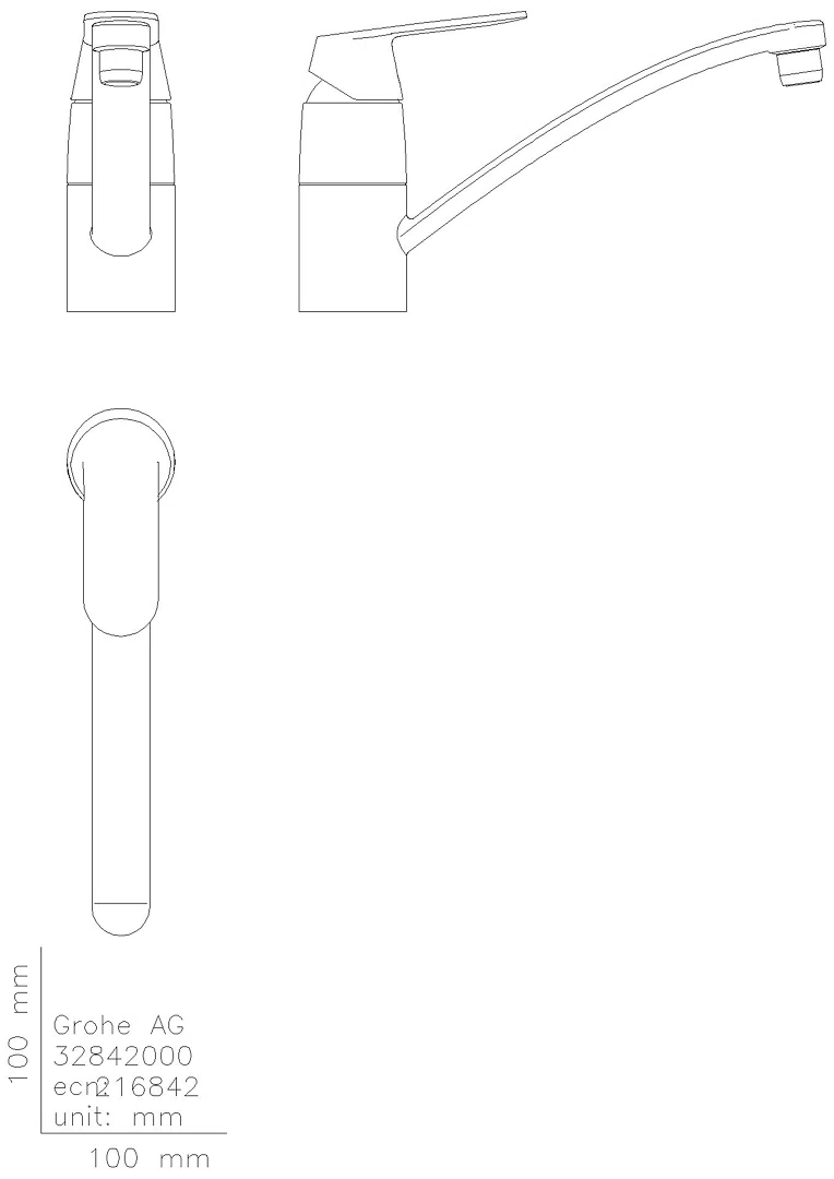 GROHE EH-SPT-Batterie Eurosmart C 32842 flacher Auslauf chrom
