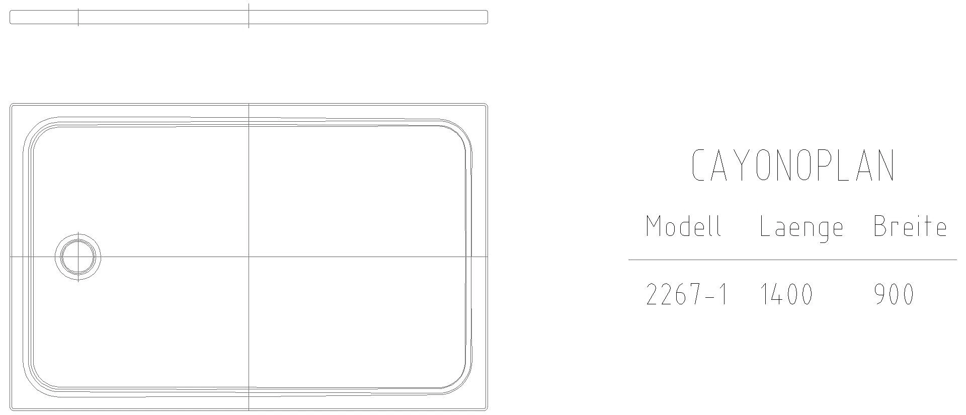 KALDEWEI CAYONOPLAN Duschfläche, 900x1400x40 mm, Modell-Nr: 2267-1