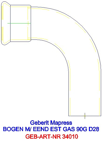 GE Mapress Edelstahl Bogen 90Gr d28 mit Einschubende (Gas)_34010_A