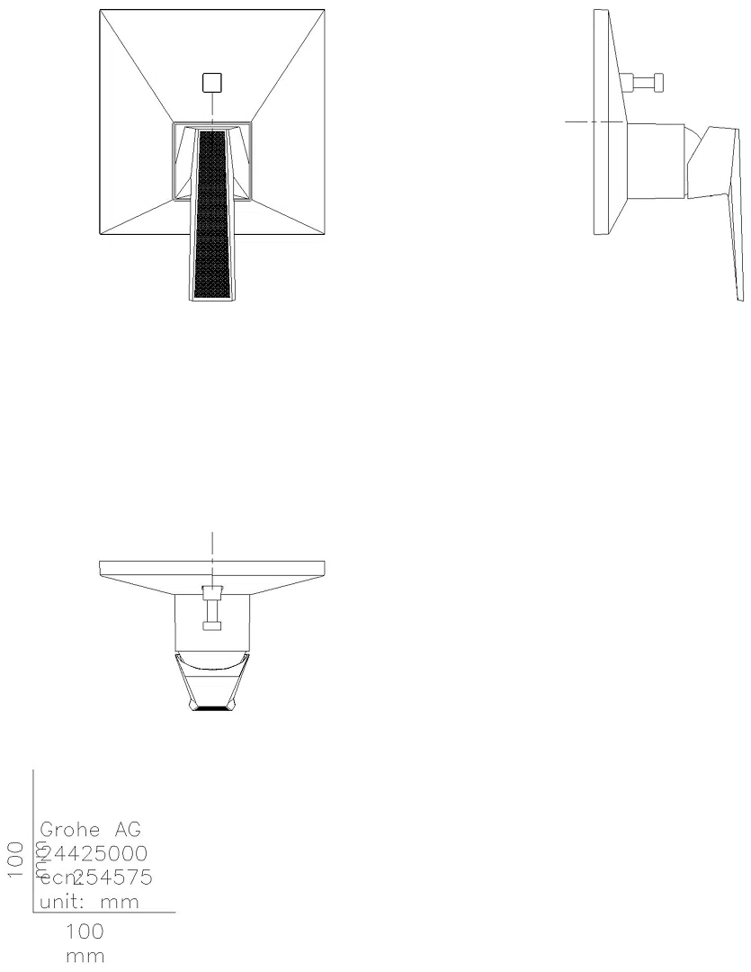 GROHE Wannenbatt. Allure Bril. PC 24425 FMS Griff Rändelstruktur hard graph. gb.
