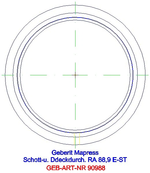 GE Mapress Edelstahl Schott- und Deckendurchführung m. Einschubende d88,9_90988_L