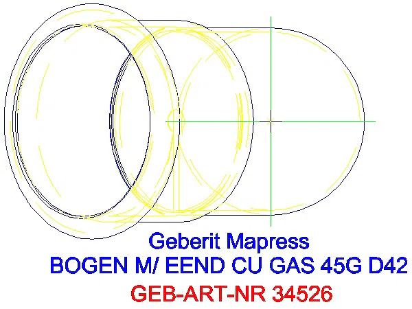 GE Mapress Kupfer Bogen 45Gr mit Einschubende (Gas) d42_34526_G