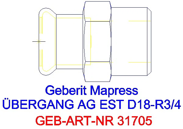 GE Mapress Edelstahl Übergang mit AG d18-R3/4_31705_G