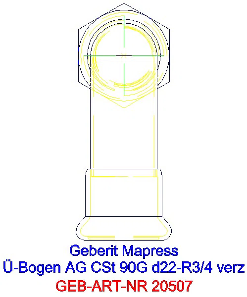 GE Mapress C-Stahl Übergangsbogen 90Gr mit AG d22-R3/4 verzinkt_20507_G