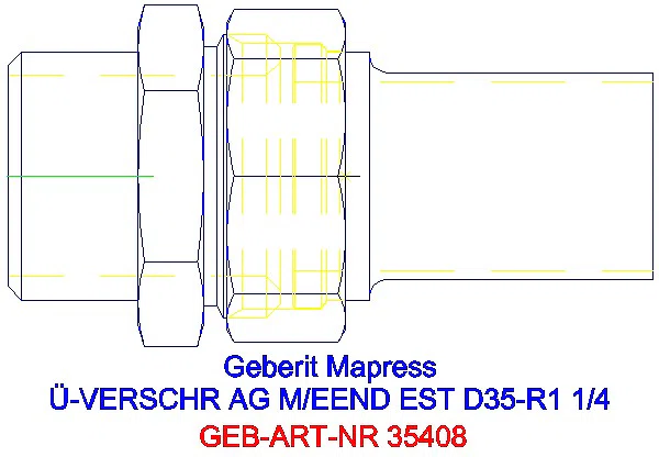 GE Mapress Edelstahl Übergangsverschr. mit AG und Einschubende d35-R1 1/4_35408_A