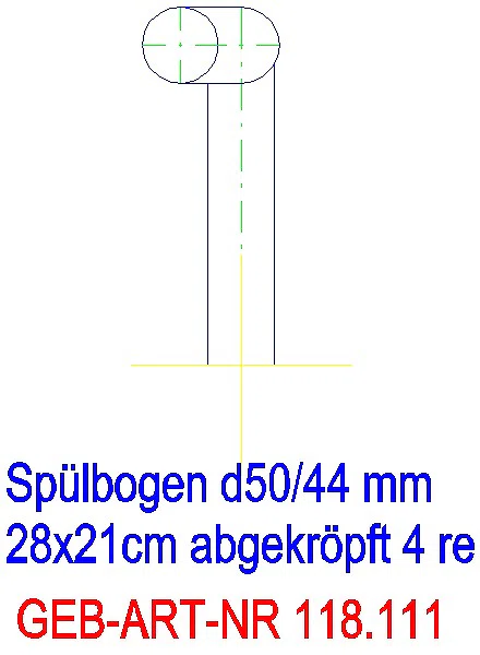 GE Spülbogen 90Gr 28x21 cm rechts gekröpft 4 cm weiß-alpin d50/44_118.111.11.1_G