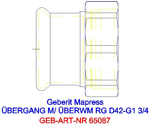 GE Mapress Kupfer Übergang mit Überwurfmutter Rg d42-G1 3/4_65087_G