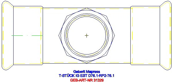 GE Mapress Edelstahl T-Stück mit IG d76,1-Rp2-76,1_31329_G