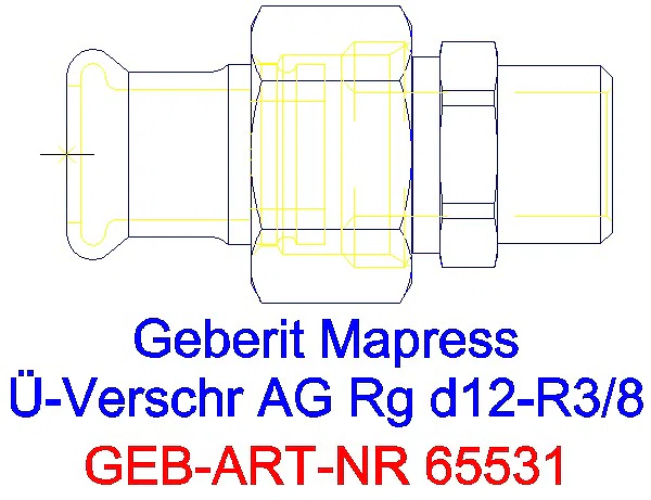 GE Mapress Kupfer Übergangsverschraubung mit AG Rg d12-R3/8_65531_A