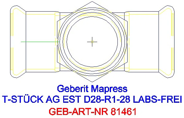 GE Mapress Edelstahl T-Stück mit AG (LABS-frei) d28-R1-28_81461_G