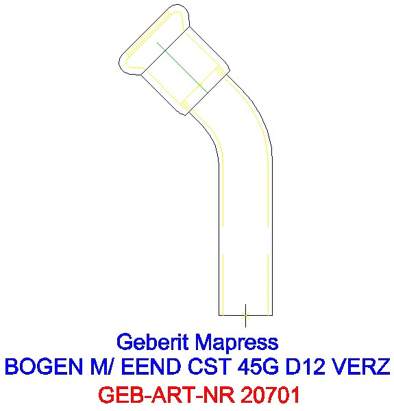 GE Mapress C-Stahl Bogen 45Gr mit Einschubende d12 verzinkt_20701_A
