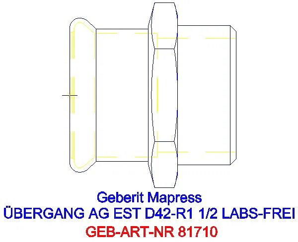 GE Mapress Edelstahl Übergang mit AG (LABS-frei) d42-R1 1/2_81710_G