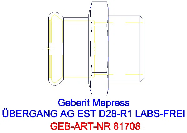 GE Mapress Edelstahl Übergang mit AG (LABS-frei) d28-R1_81708_G