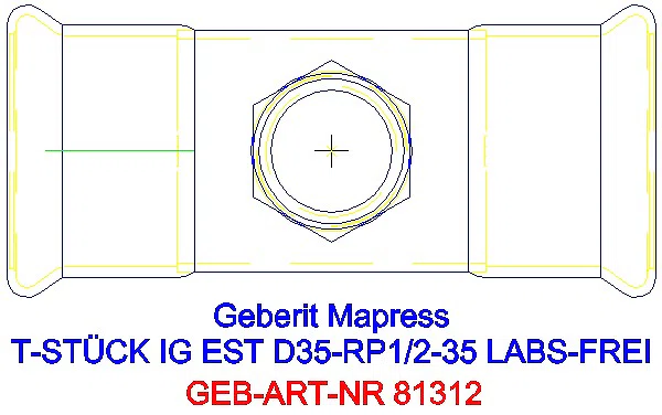 GE Mapress Edelstahl T-Stück mit IG (LABS-frei) d35-Rp1/2-35_81312_G