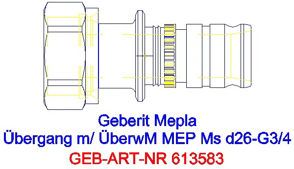 GE Mepla Anschluss mit Überwurfmutter d26-G3/4_613.583.22.5_A
