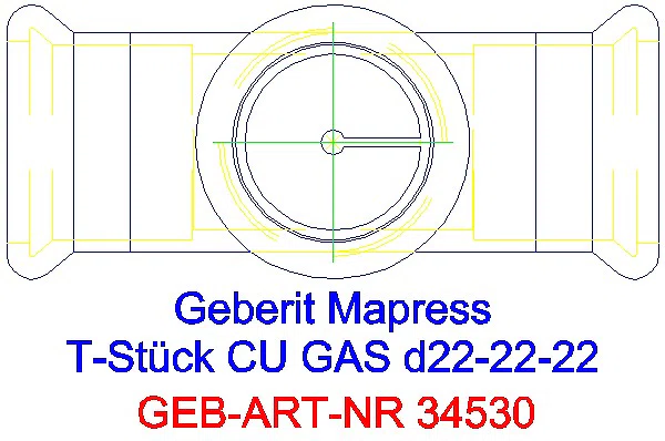 GE Mapress Kupfer T-Stück egal (Gas) d22-22-22_34530_G