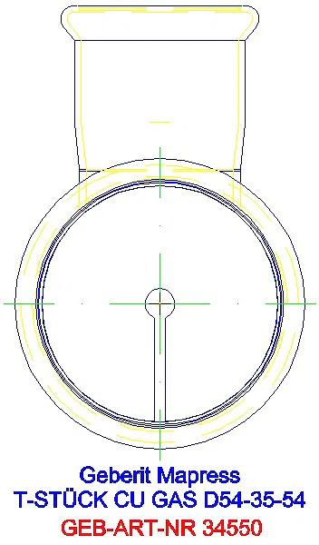 GE Mapress Kupfer T-Stück reduziert (Gas) d54-35-54_34550_L