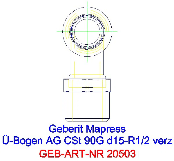 GE Mapress C-Stahl Übergangsbogen 90Gr mit AG d15-R1/2 verzinkt_20503_A