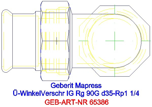 GE Mapress Kupfer Übergangswinkel- verschraubung 90Gr mit IG Rg d35-Rp1 1/4_65386_G