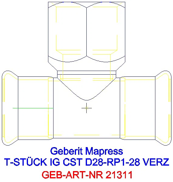 GE Mapress C-Stahl T-Stück mit IG d28-Rp1-28 verzinkt_21311_A