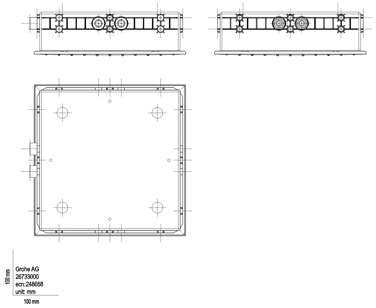 GROHE Deckenbrause Rainshower Aqua Duo 26733 2 Strahlarten 334x334mm chrom
