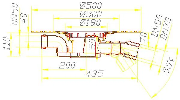 DALLMER Ablaufgehäuse 55 DallBit, Zulauf DN 50, DN 50/DN 70