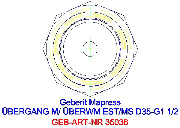 GE Mapress Edelstahl Übergang mit Überwurfmutter d35-G1 1/2_35036_L