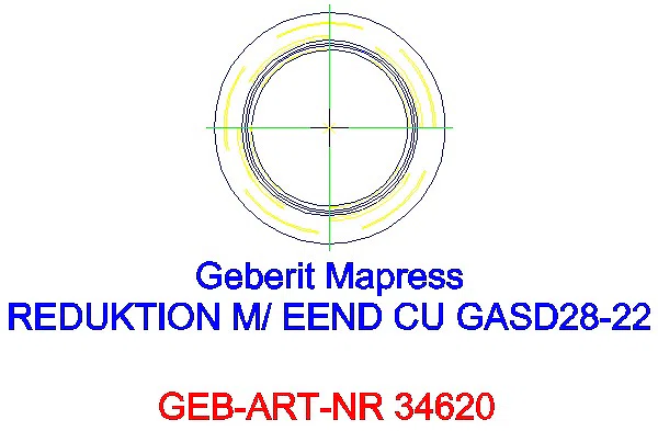 GE Mapress Kupfer Reduktion mit Einschubende (Gas blau) d28-22_34620_A