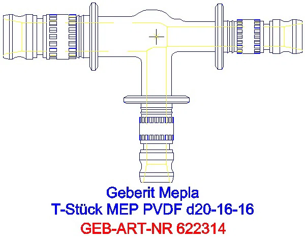 GE Mepla T-Stück reduziert PVDF d20-16-16_622.314.00.5_A