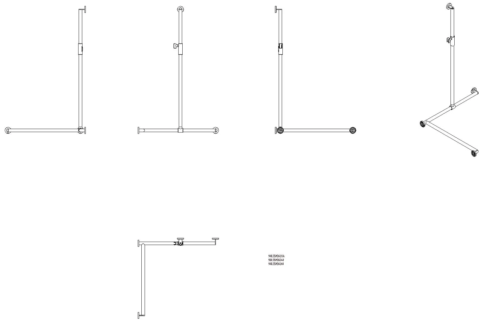 HEWI DUHA, d:32,li, A1:1250, W1/W2:800, plvb, Br.H.mag. dgrau tiefmatt