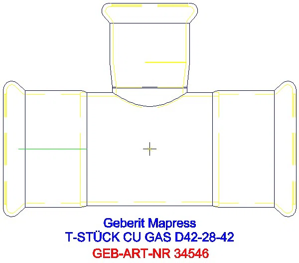 GE Mapress Kupfer T-Stück reduziert (Gas) d42-28-42_34546_A