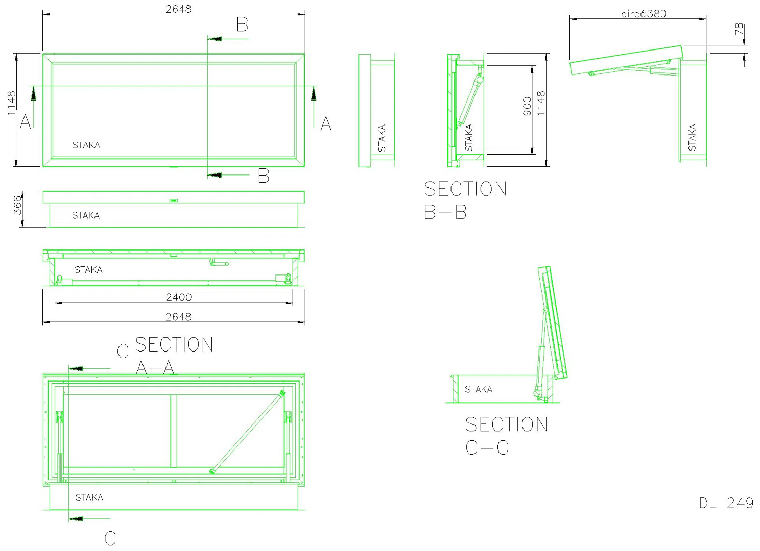 Flachdachausstieg DL249 mit Fenster elektrisch