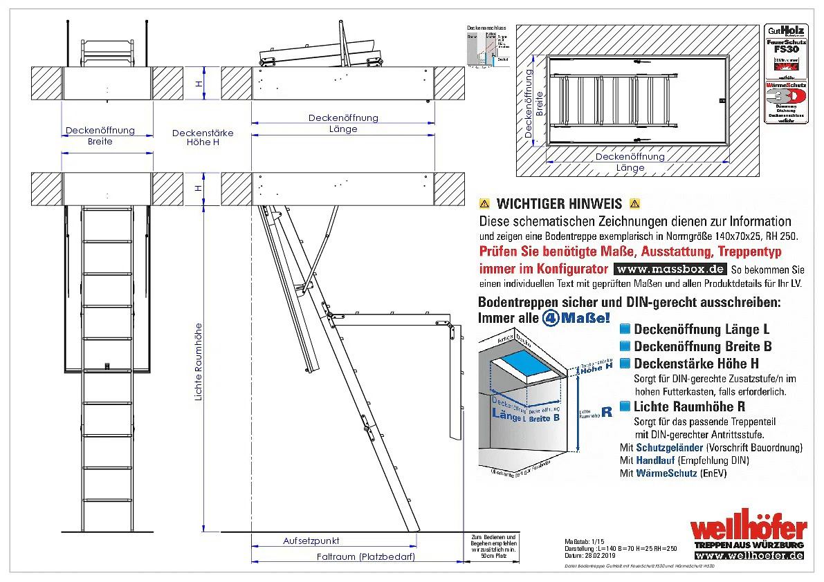 Bodentreppe GutHolz mit FeuerSchutz FS30 und WärmesSchutz WS3D