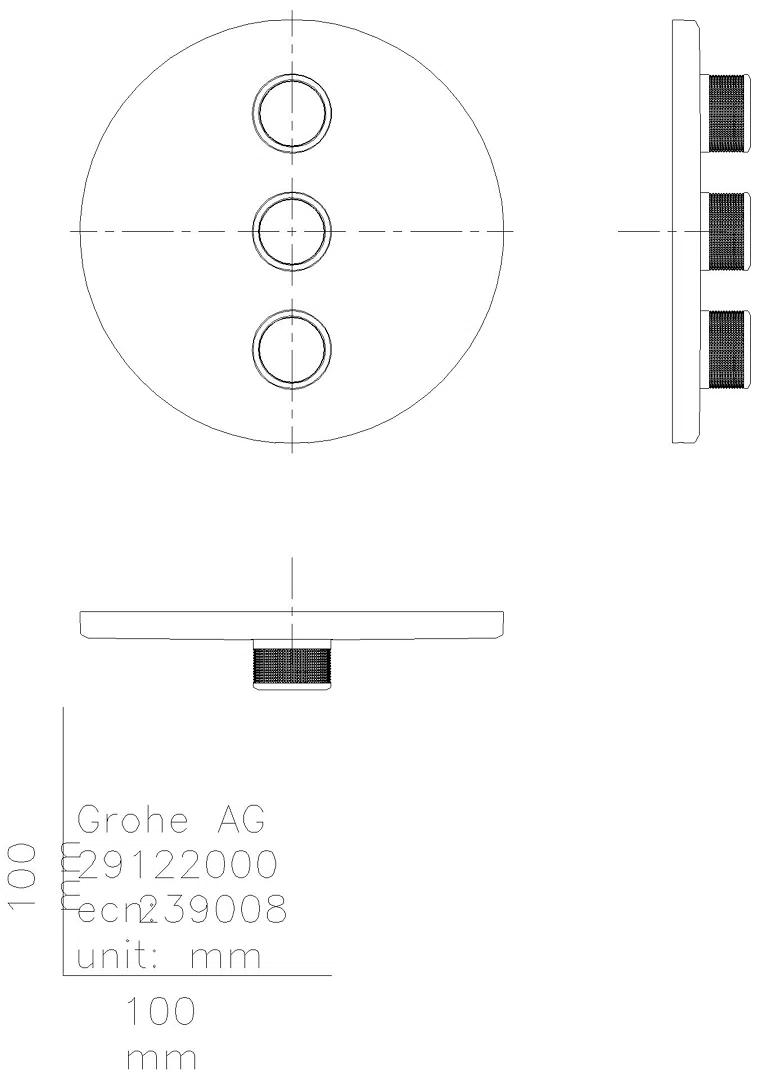 GROHE 3-fach UP-Ventil Grohtherm Smart Control 29122 FMS rund hard graphite