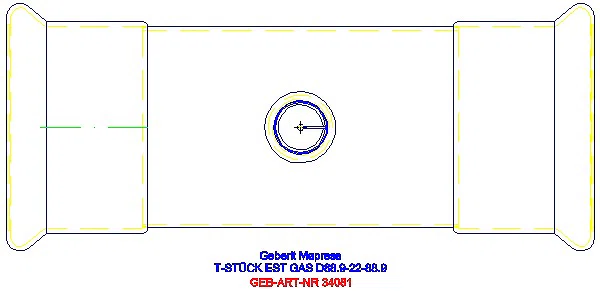 GE Mapress Edelstahl T-Stück reduziert (Gas) d88,9-22-88,9_34081_G
