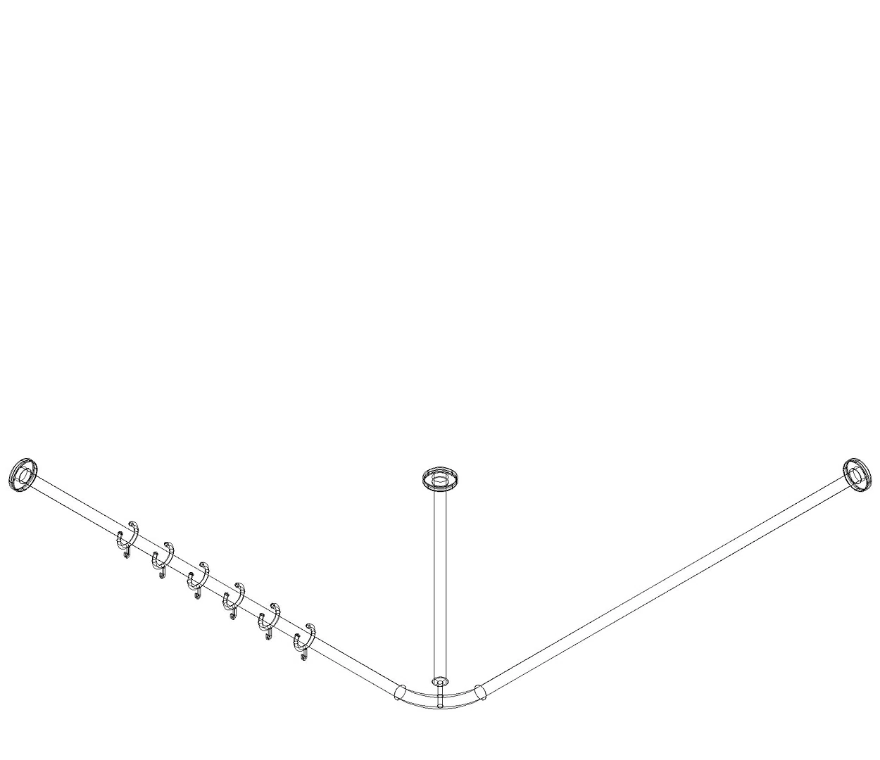 HEWI Vorhangstange (USA) S801,matt, AM:60 x 36", 24 Rg. felsgrau