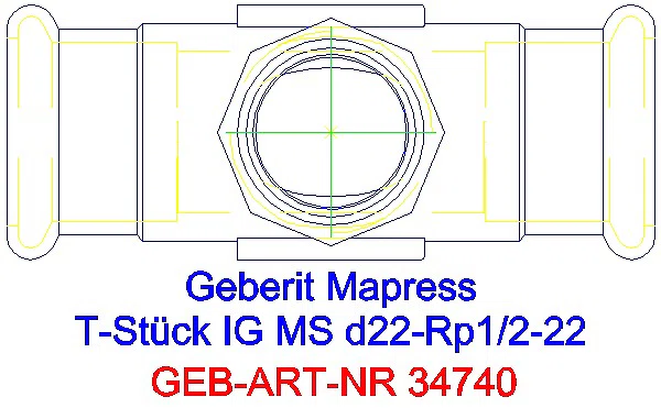 GE Mapress Kupfer T-Stück mit IG Gas d22-Rp1/2-22_34740_G