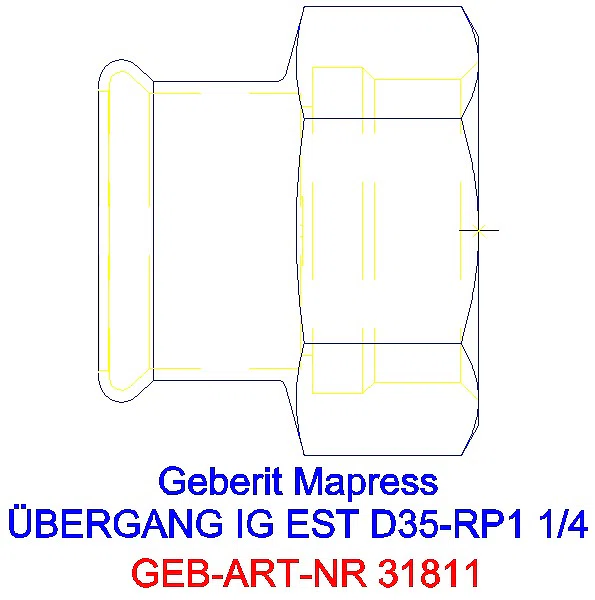 GE Mapress Edelstahl Übergang mit IG d35-Rp1 1/4_31811_G