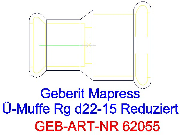 GE Mapress Kupfer Muffe reduziert d22-15_62055_G