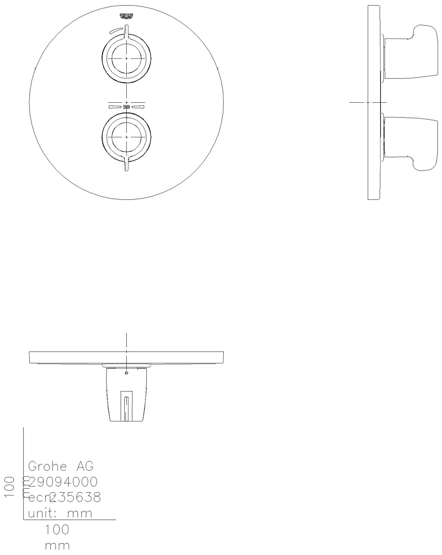 GROHE THM-Brausebatt. Grohtherm Special 29094 FMS für Rapido T 35 500 000 chrom