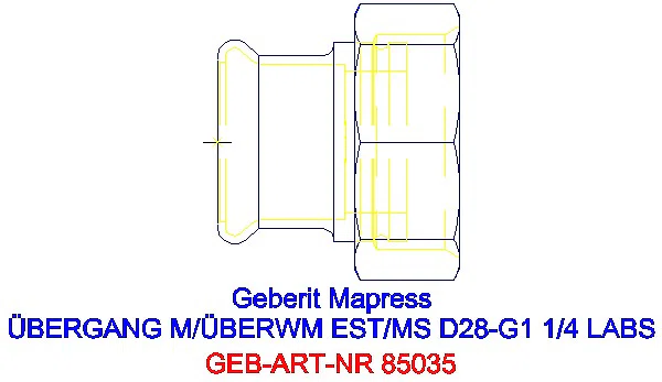GE Mapress Edelstahl Übergang mit Überwurfmutter (LABS-frei) d28-G1 1/4_85035_A