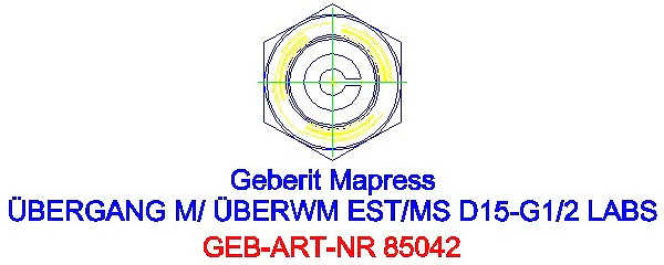GE Mapress Edelstahl Übergang mit Überwurfmutter (LABS-frei) d15-G1/2_85042_L