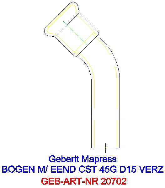 GE Mapress C-Stahl Bogen 45Gr mit Einschubende d15 verzinkt_20702_A