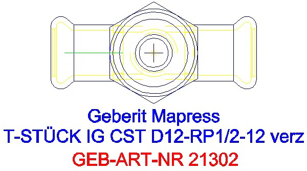 GE Mapress C-Stahl T-Stück mit IG d12-Rp1/2-12 verzinkt_21302_G