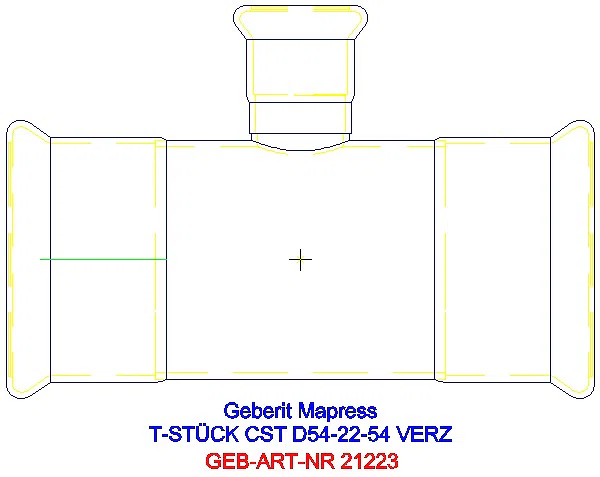 GE Mapress C-Stahl T-Stück reduziert d54-22-54 verzinkt_21223_A