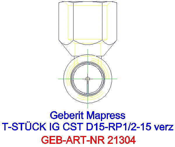 GE Mapress C-Stahl T-Stück mit IG d15-Rp1/2-15 verzinkt_21304_L