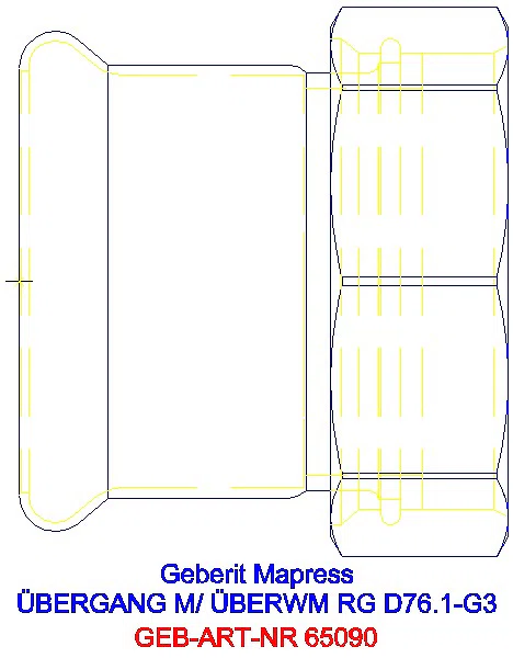 GE Mapress Kupfer Übergang mit Überwurfmutter Rg d76.1-G3_65090_G