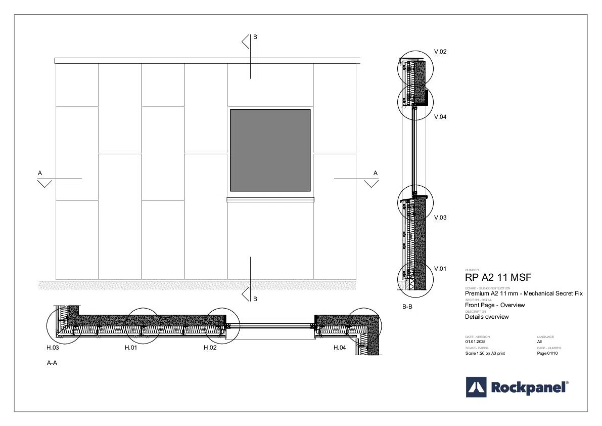 Rockpanel A2 11 mm-Platte, Metall-Unterkonstruktion, verdeckte mechanische Befestigung