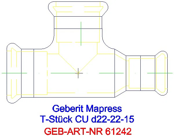 GE Mapress Kupfer T-Stück reduziert d22-22-15_61242_A